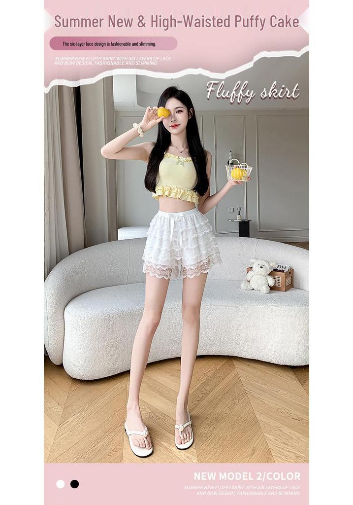 2025 Women's Anti-Exposure Three-Quarter Lace Bow Safety Shorts