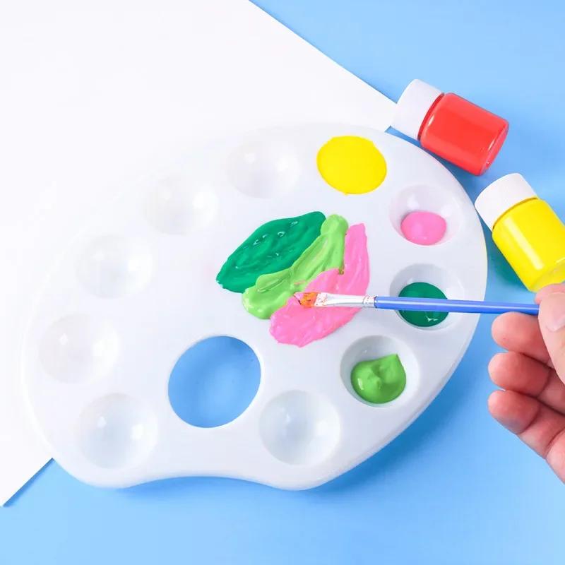 White Painting Supplies Color Mixing Paint Pigment Tray Round Palette For Watercolor Gouache Acrylic Painting Art Supplies
