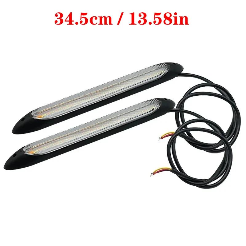 Waterproof LED Daytime Running Lights (DRL) – Universal 12V Auto Headlight with Sequential Turn Signal & Yellow Flow