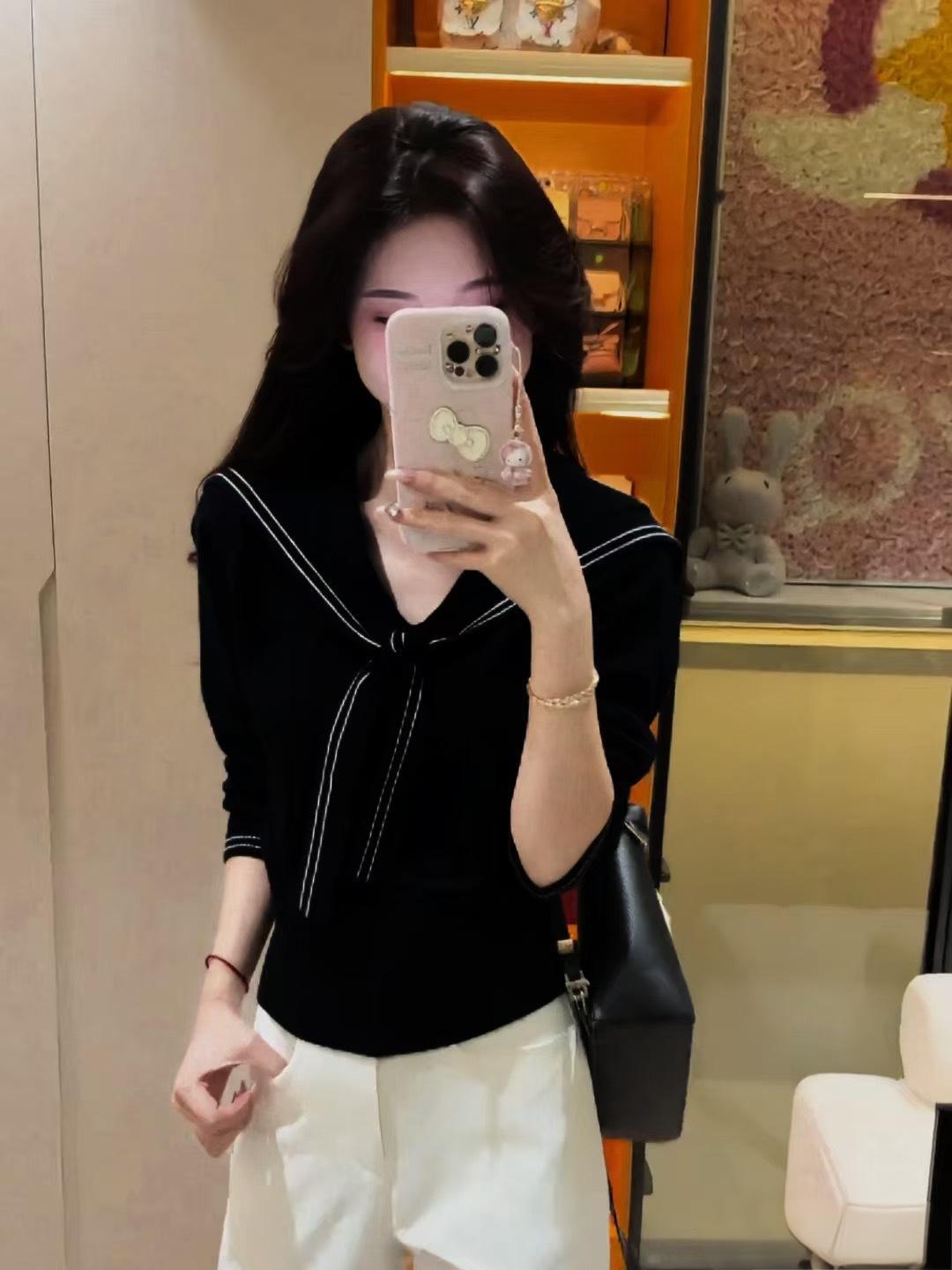 Women s Early Autumn Sailor Collar Shawl Sweater: Trendy Slim-Fit Knit Top One Size чёрный