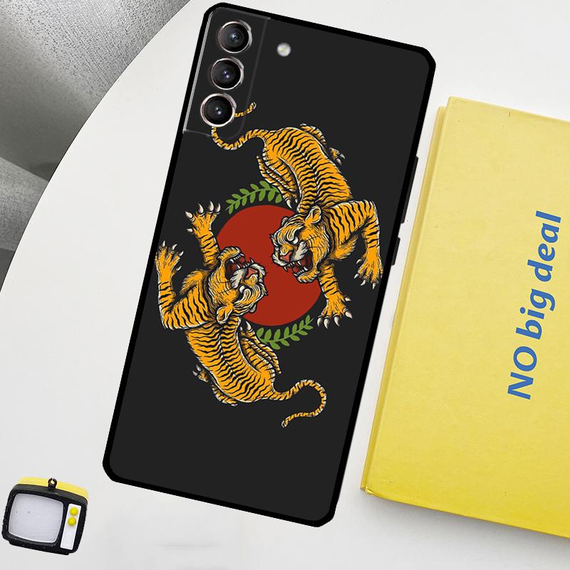Tiger Red Sun Japan Art Phone Case For Samsung Galaxy S25 Ultra S20 S21 S22 S23 Plus S24 Ultra S9 S10 S25 FE Cover