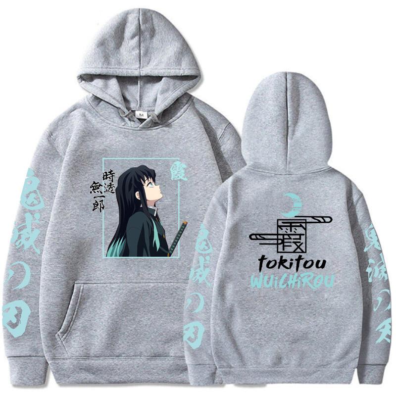 Demon Slayer Tokitou Muichirou Anime Hoodies Top Spring Autumn Japanese Style Hoodie Loose Casual Style Unisex Sweatshirt