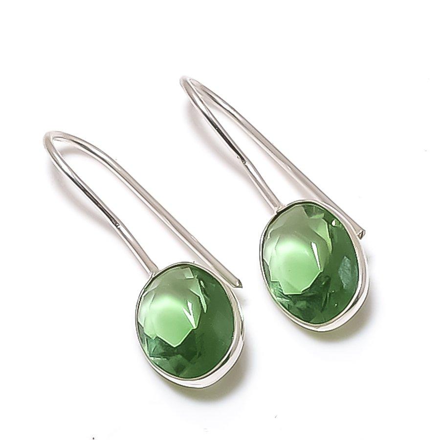 Natural Peridot Gemstone Handmade 925 Sterling Silver Jewelry Earring 1.26 AE-12648