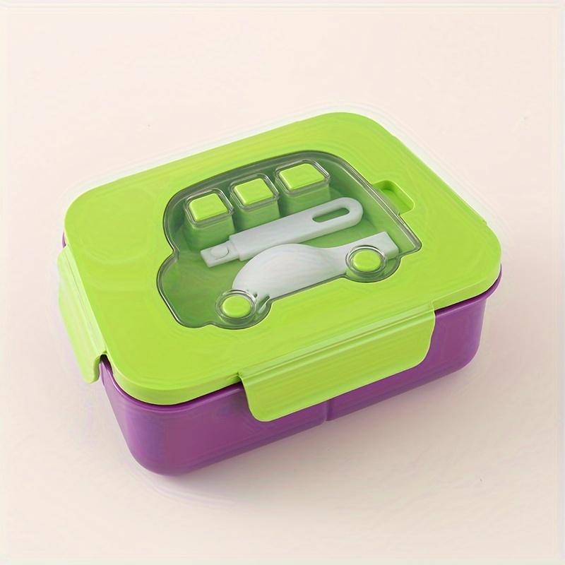Colorful Youngsters' Lunch Box with Car Design - Leak-Proof, Durable Plastic, Microwave Safe,Food Storage Container for School