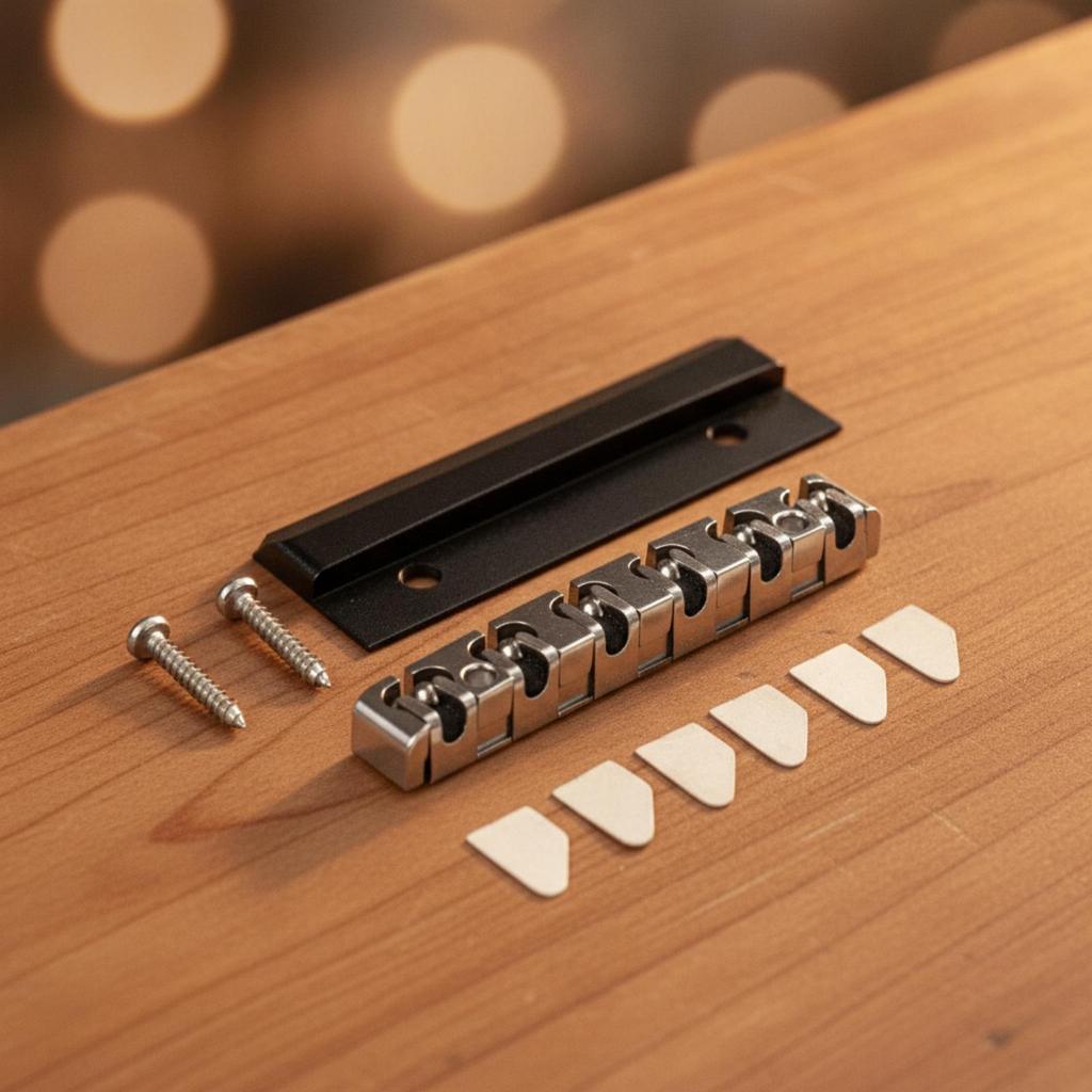 Guitar Nut Assembly Replacement with Shims Metal for Luthier