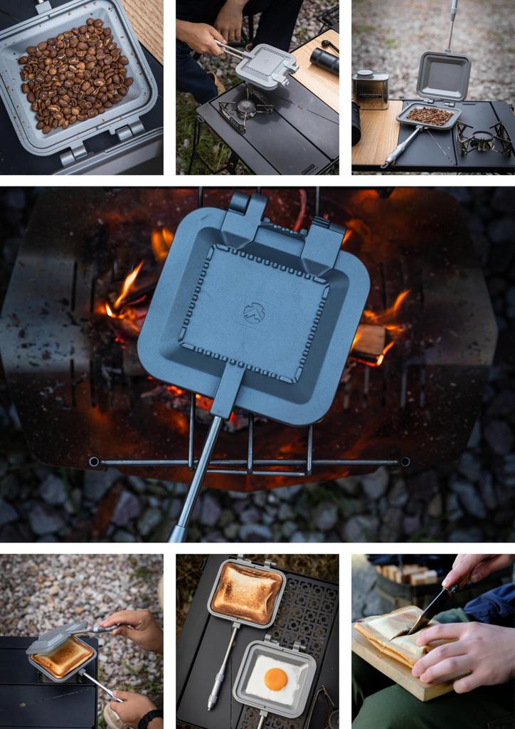 CAMPING MOON Heißer Sandwichmaker TT-1315, Einzelbrenner, Gas oder offenes Feuer, Kompakt, Aluminium