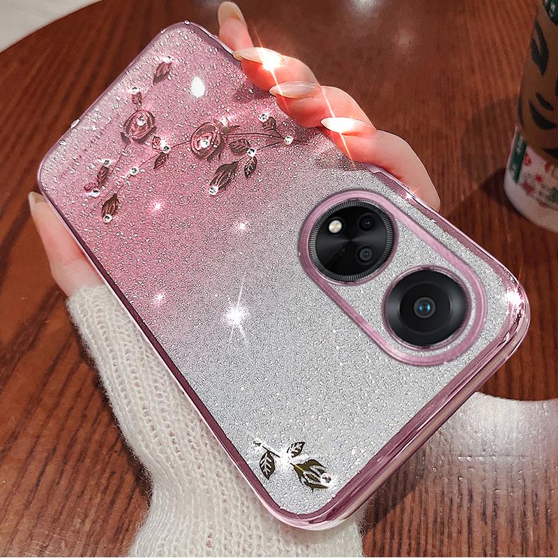KADEM For Oppo A78 4G Case Mobile Phone Cover Rhinestone Flower Decor Phone Shell