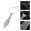Japanese JK Necktie Knot Free Rhinestones Tie for Women Men Shimmering Neck Tie Club Party Necklace Tie Costume Neckwear
