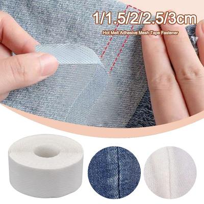 50M Hot Melt Adhesive Mesh Tape Fastener Non-woven Double Sided Clothes Ironing Hem Tapes Mesh DIY Interlining Adhesive Tape