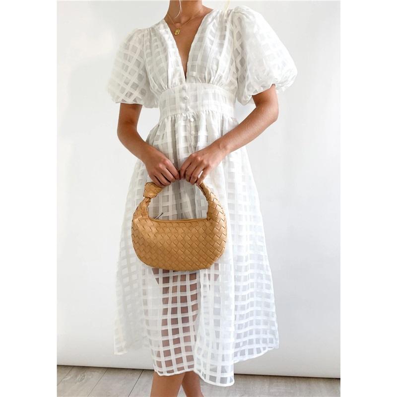 European And American Style Summer New Style Ladies Multicolor Lantern Sleeve Dress Casual Party Dress Women