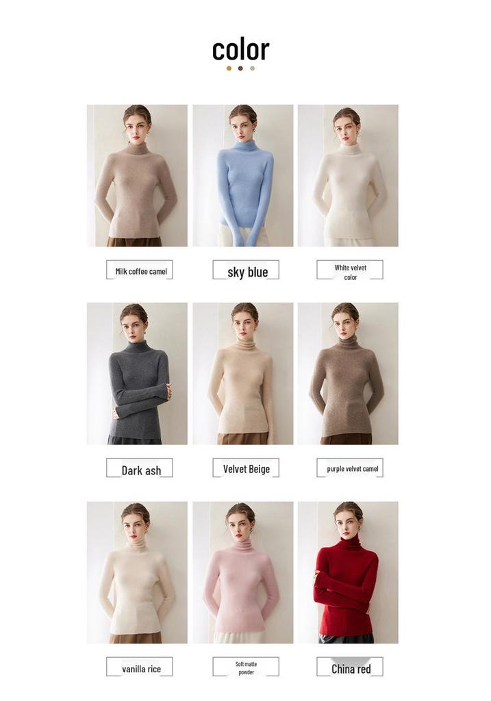 Women's Slim Fit High-Neck Pure Cashmere Sweater, Perfect for Autumn/Winter, Flattering Base Layer Knitwear by Consinee.