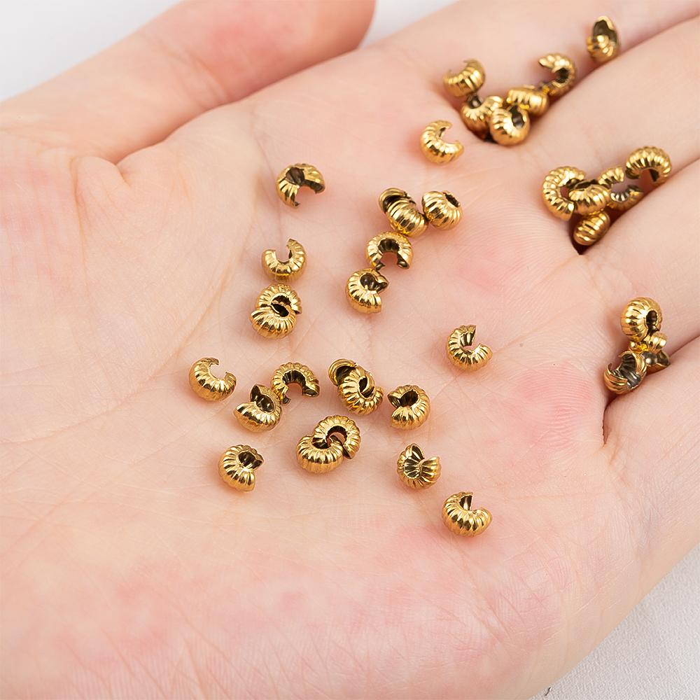 10pcs 20pcs 5mm Gold Plated Open Crimp Covering Beads Pumpkin Stainless Steel End Beads Stopper DIY Jewelry Making Accessories