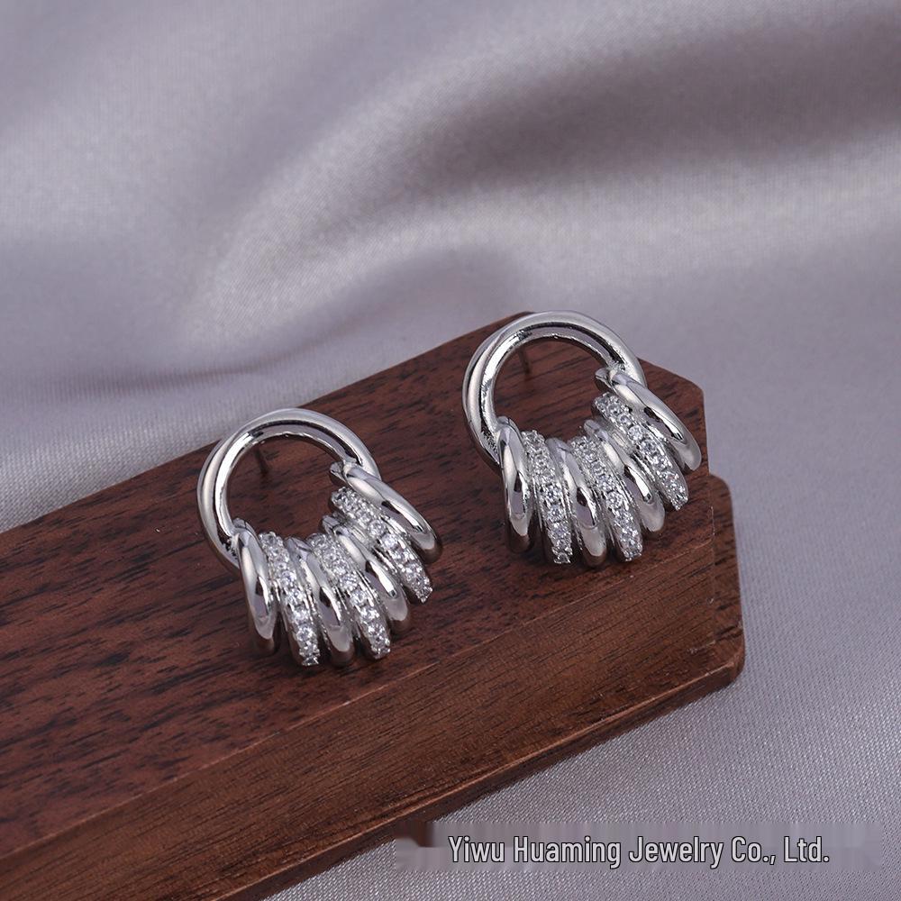 French Light Luxury Zircon Diamond Stud Earrings - Versatile & Trendy Styles