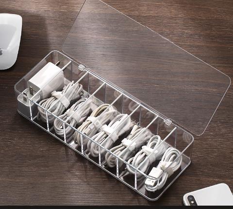 Dust Proof Storage Cable Box, Hub Organizer Box, Desktop Data Cable Storage Box, Mobile Phone Charging Cable, Power Cord Buckle