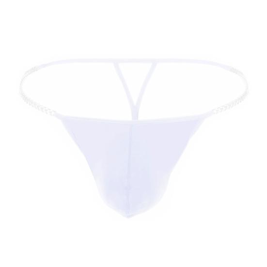 Men Thong Ice Silk Underwear Sexy G-Strings Metal Chains Hollow Out Comfortable Briefs Slim Fit High Elasticity Panties