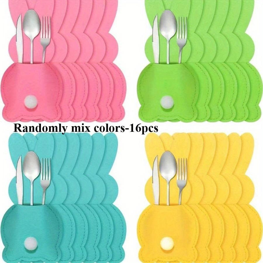 8/16PCS Easter Rabbit Shaped Cutlery Set, Felt Table Decoration, Easter Knife and Fork Bag, Cutlery Bag, Knife and Fork Storage
