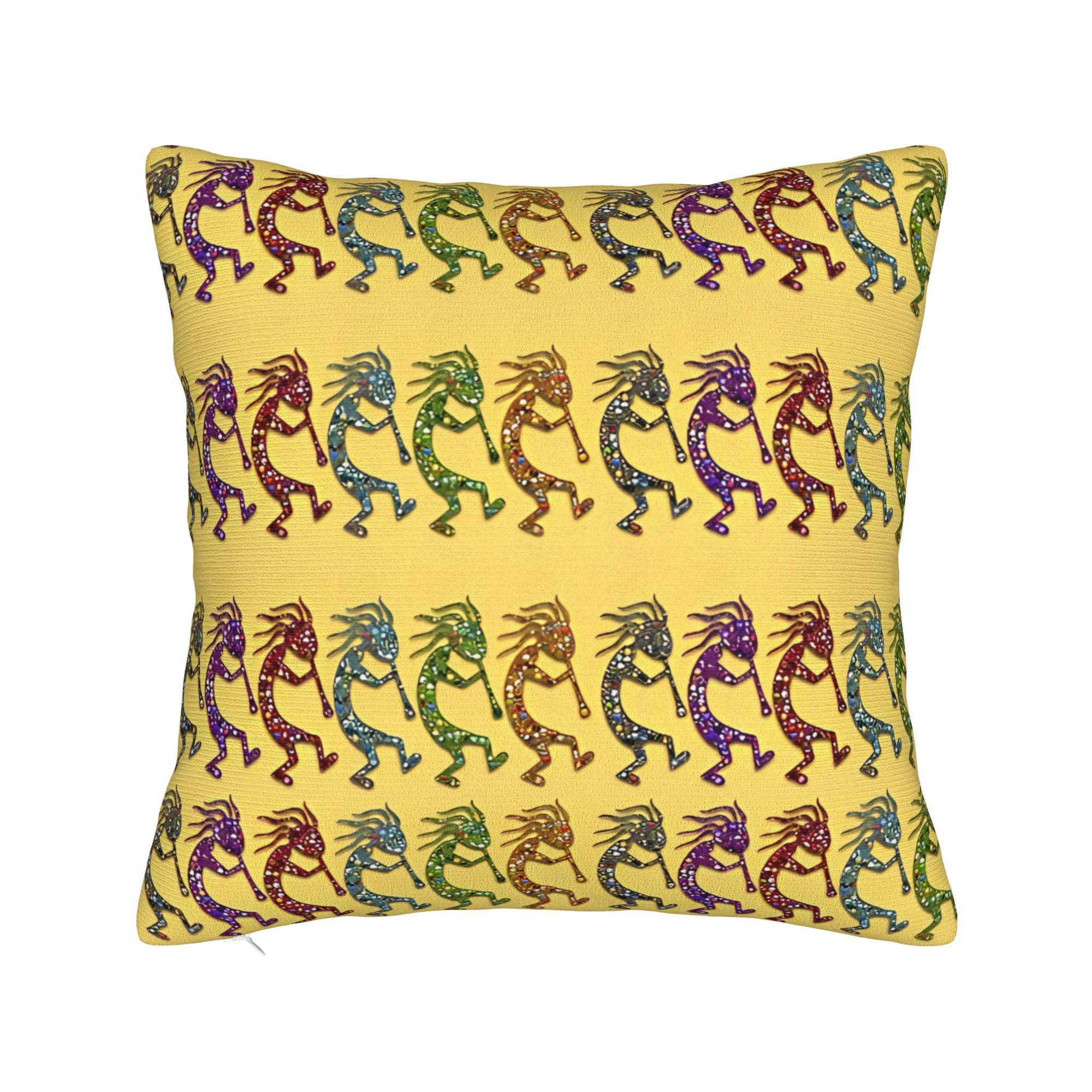 Kokopelli  Aztec Pattern Native American Square Pillow Case Polyester Cushions for Sofa Kokopelli  Vintage Cushion Covers 30x30cm 12x12in
