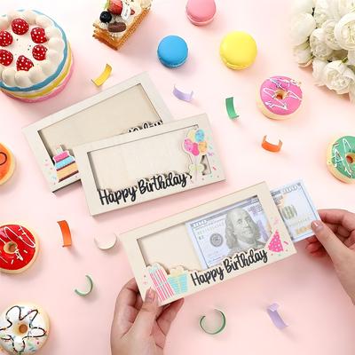 Birthday Wooden Wallet Birthday Cash Wallet Gift Happy Birthday Party Decoration Kids Adult Birthday Party Supplies Favor