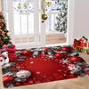 Christmas Snowflake Ornament Red White Area Rug, Cozy Holiday Home Decor Mat for Living Room Entryway Festive Style