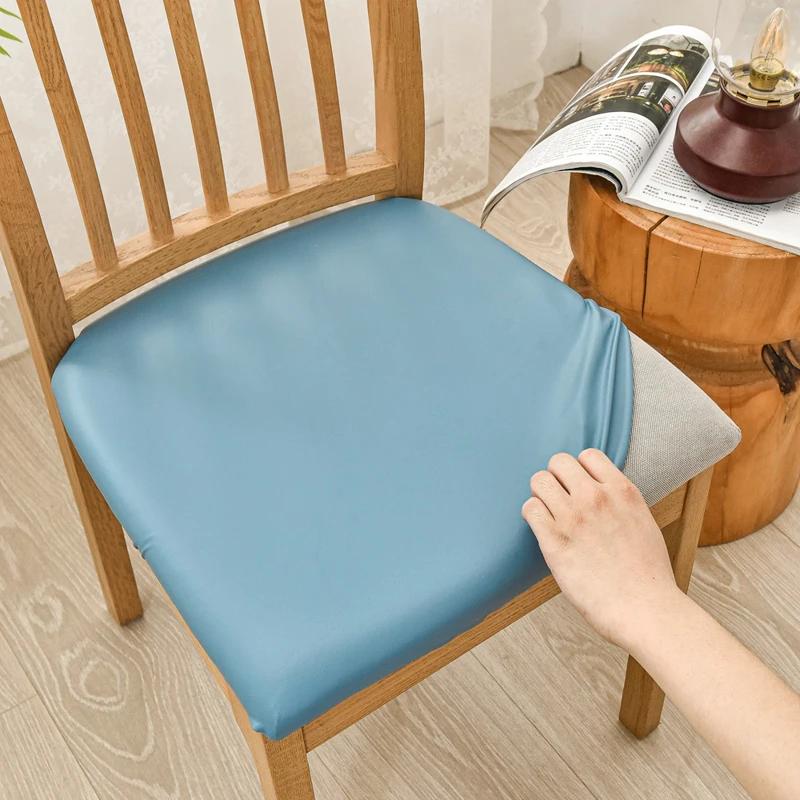 1pc Waterproof Pu Chair Cushion Cover For Kitchen Dining Room Leather Seat Cover Dining Room Chair Seat Cushion Cover