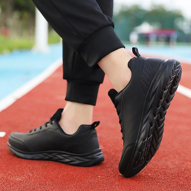 Fashion Men Running Shoes Waterproof Leather Sneakers Outdoor Sport Shoes Men Lightweight Walking PU Leather Casual Sports Shoes