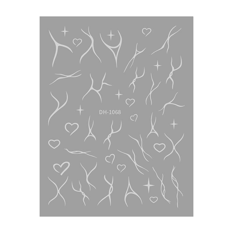 Redanco3D Cartoon Nail Art Stickers - Gold & Silver Fine Lines DH-1068