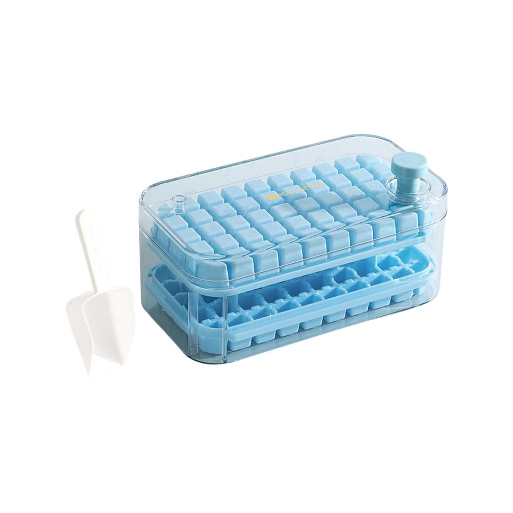Silicone Ice Cube Tray with Press and Lid Double Layer Food Grade Ice Mold for Home Use Easy Release Storage Container