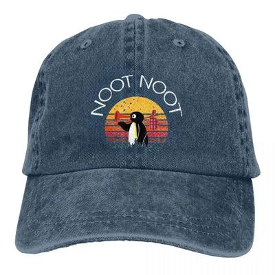 Penguin Noot Noot Pingu Baseball Caps Retro Distressed Denim Cute Snapback Cap Unisex Outdoor Activities Gift Hats Cap