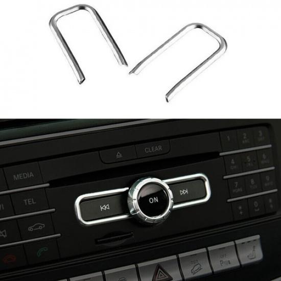 Fit For Benz GLE GLS 2016- ABS Silver Center Control Multimedia Button Frame
