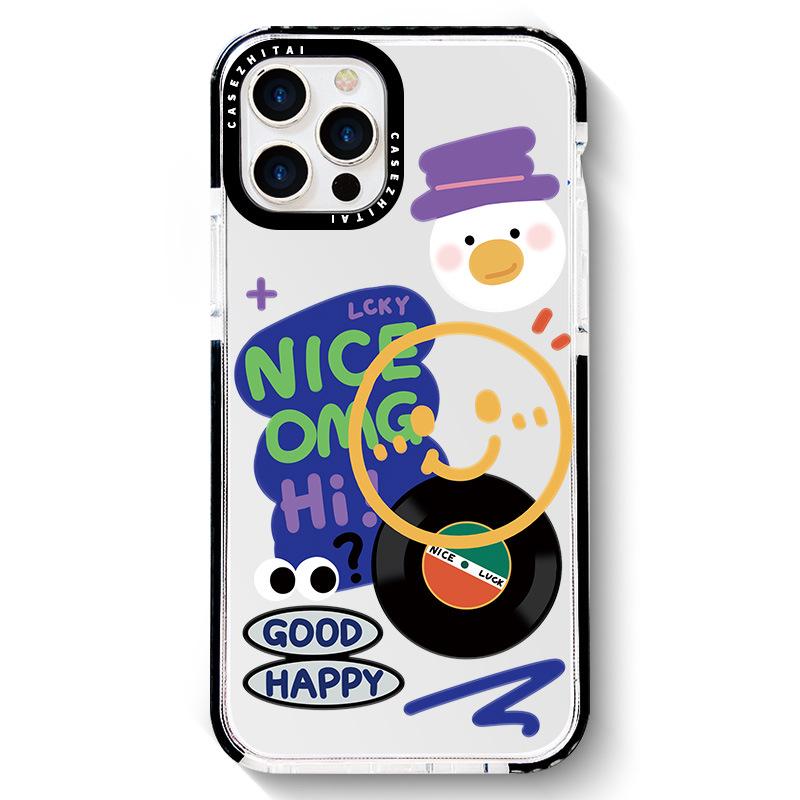 

Чехол Zhitai Apple 16 для iPhone 15/14, черный круг, двухцветный, 12 Pro Max, XSXR, дизайн со смайликами iPhone 15 Plus