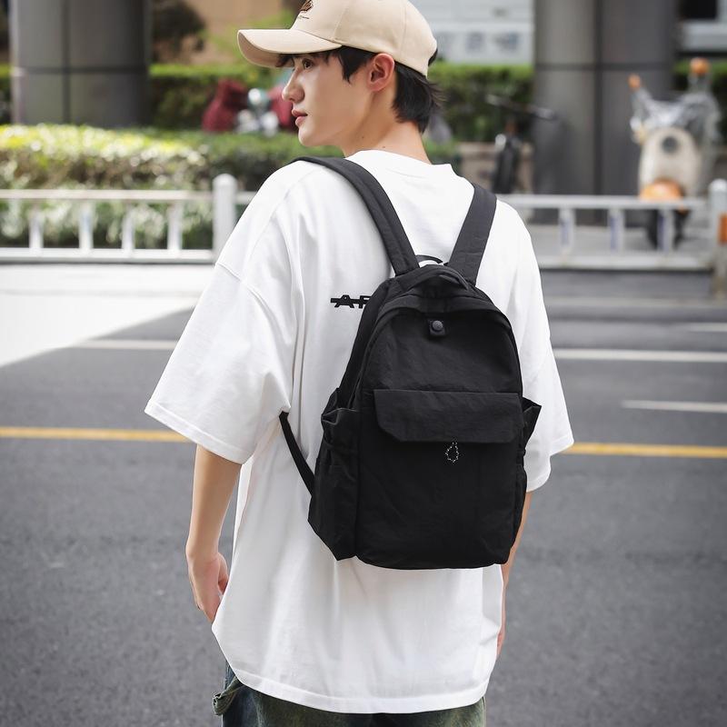 Schoolbag Japanese ins solid color backpack men's and women's large-capacity schoolbag simple and lightweight waterproof versatile casual backpack