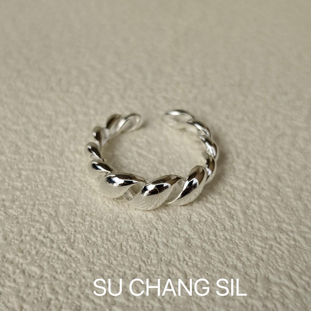 S925 Sterling Silver Croissant Twist Open Ring - Women s High-End Simple Design Adjustable Open