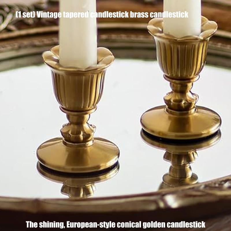 Retro Taper Candle Holders Copper Candlestick Holders for Home Dinning Table Centerpiece Wedding Holiday Party Chrismas