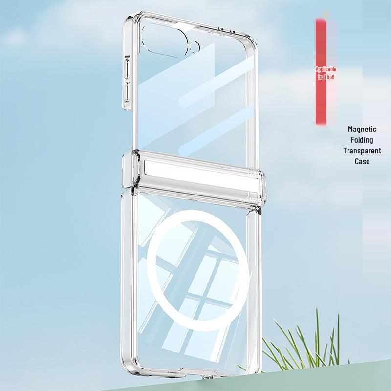 Samsung Z Flip 8 Case: Transparent, Magnetic, Wireless Charging, Soft Airbag Design, Solid Color.