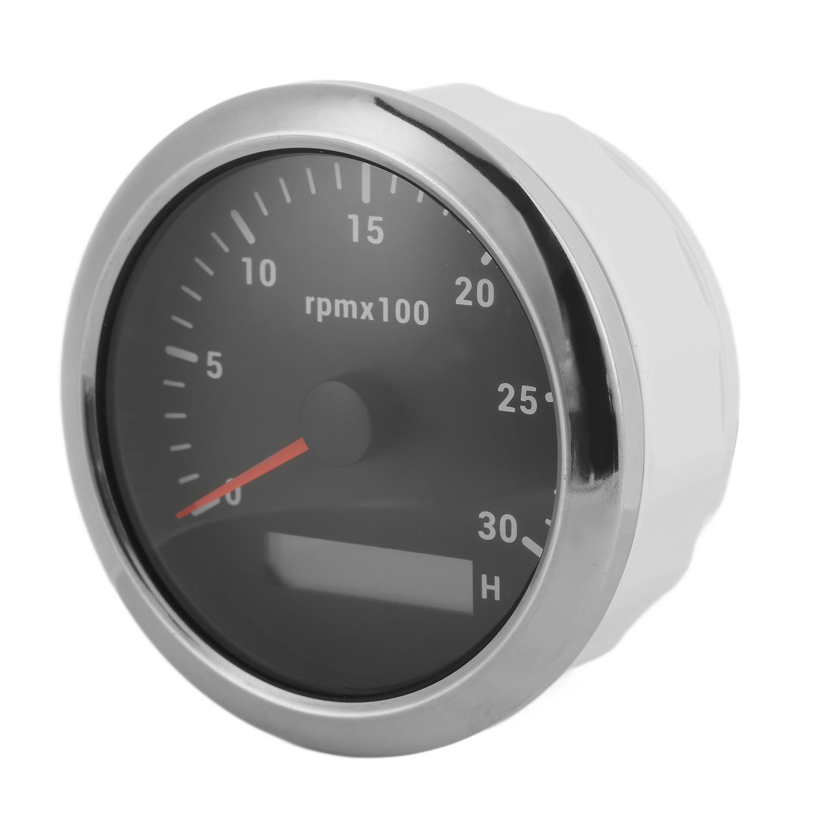 

85мм Стрелочный тахометр 0–3000 об/мин Регулируемая 7-цветная подсветка для автомобиля, лодки, двигателя, генератора 9–32 В постоянного тока Черный чёрный