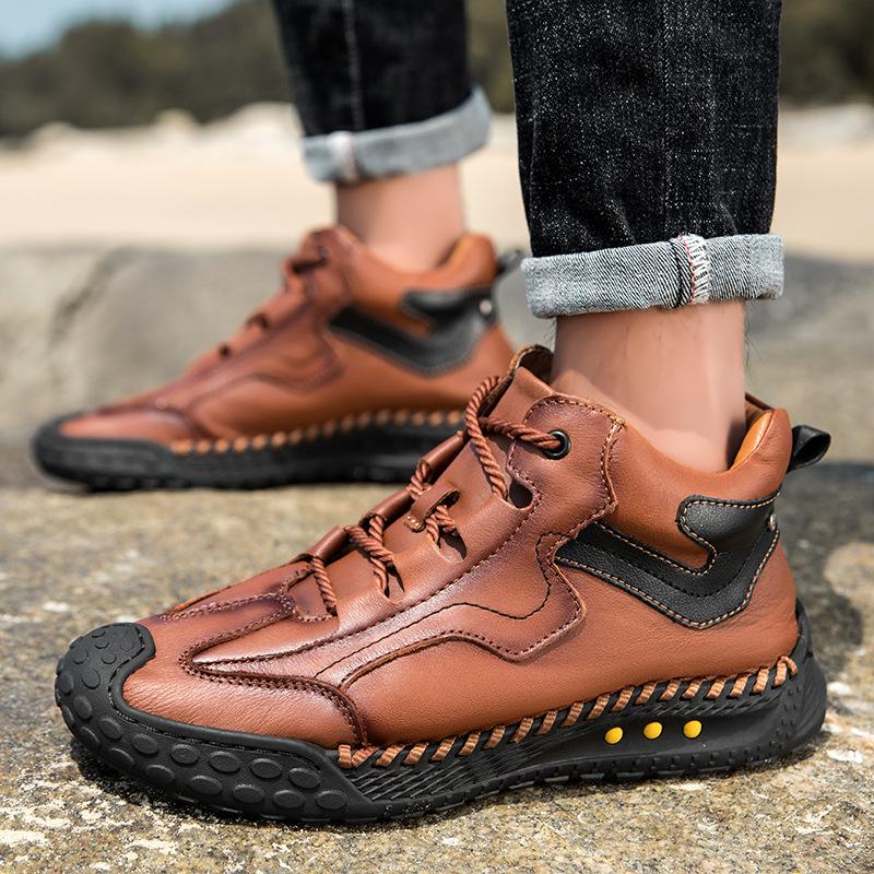 2025 Winter New Platform Men's Martin Boots Fashion Mountaineering Boots Top Leather Casual Warm Short Boots
