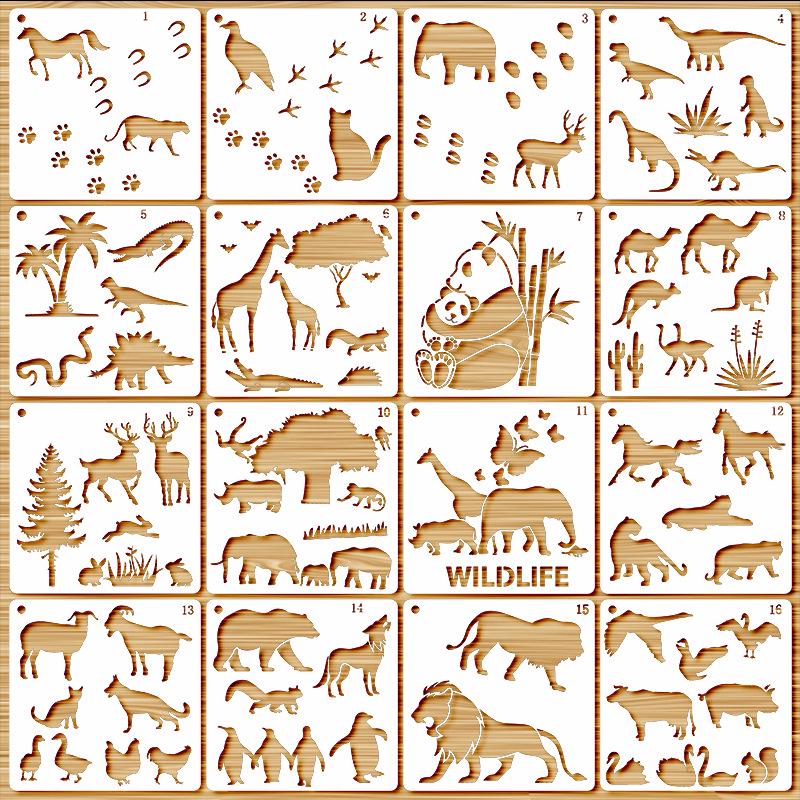 Plant and Animal Painting DIY Stencil - Flower Graffiti PET Template