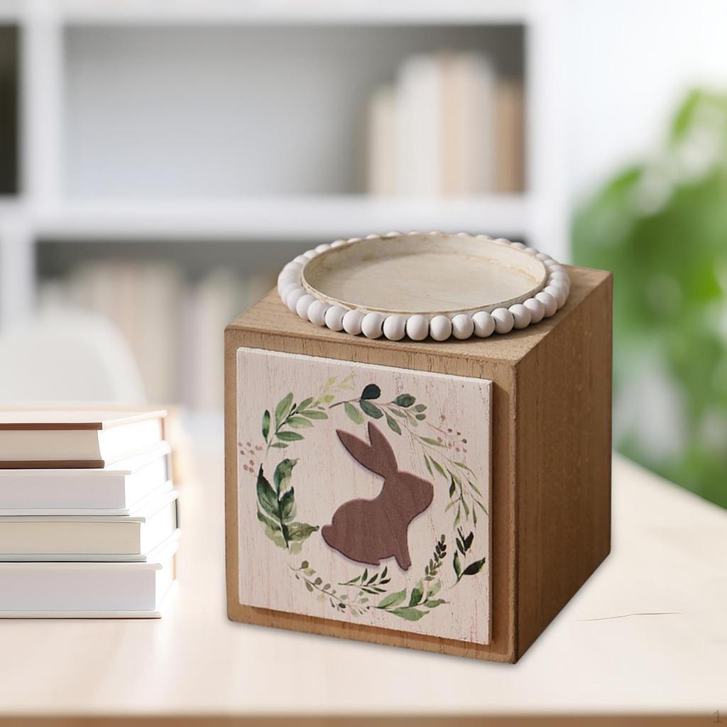 Bunny Print Wooden Candle Holder - Perfect for Home And Events