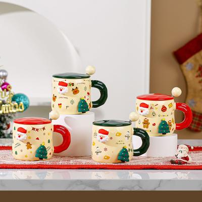 Tasse en céramique avec aimant de Noël, motif chat, design mignon, grande capacité