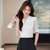 Women's Wrinkle-Resistant Chiffon V-Neck Short Sleeve Blouse - Professional Summer Top
