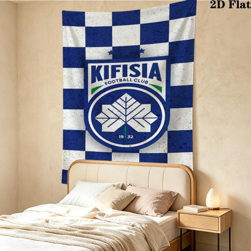 Kifisia FC Wall Tapestry Aesthetic Wall Hanging Printed Fabric Blanket Decorative Tapestries for Bedroom Living Room Home Decor