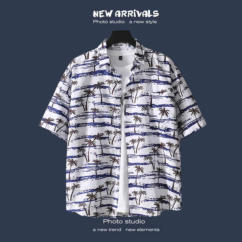 Men's Retro Hawaiian Floral Short-Sleeve Summer Shirt