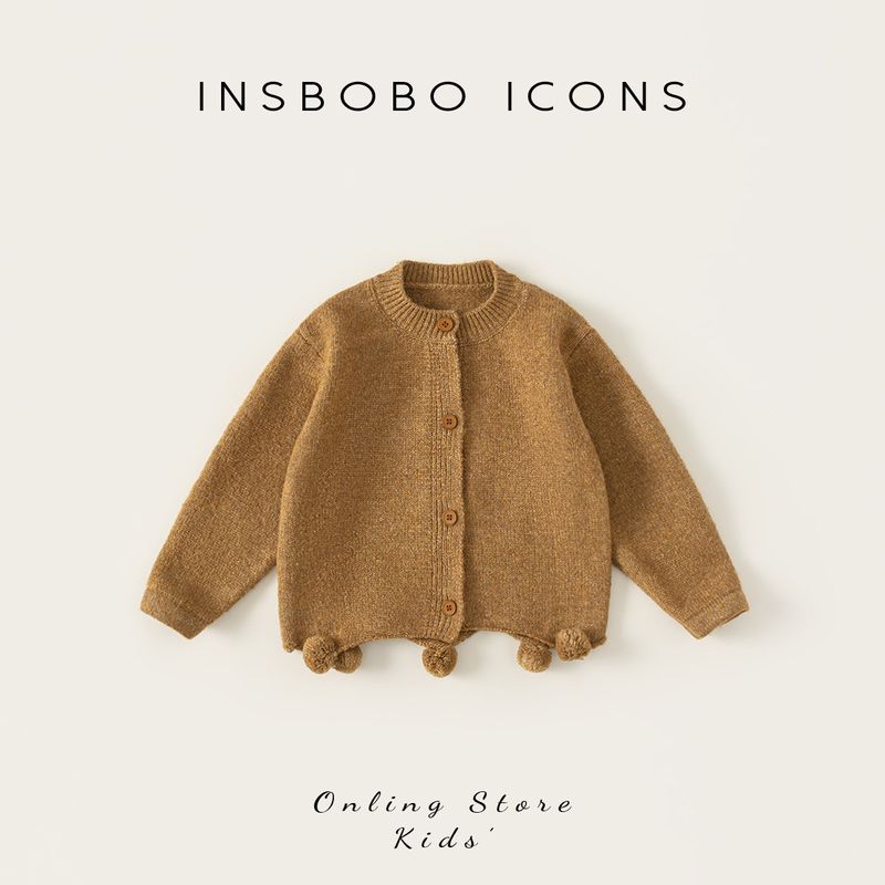 Insbobo Girls Sweater 2026 Spring New Children s Knitted Jacket Baby Stylish Knitwear Spring and Autumn Wear Oil Painting Yellow 80