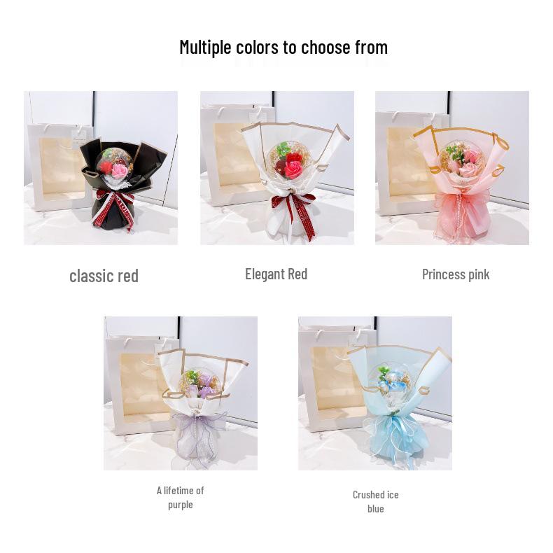 Cross-border Christmas Bobo Ball Soap Flower Gypsophila Dried Flower Spherical Bouquet Gift for Valentine’s Day