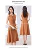 Black Sleeveless Cinched Waist Mid-Length Hepburn Style Dress