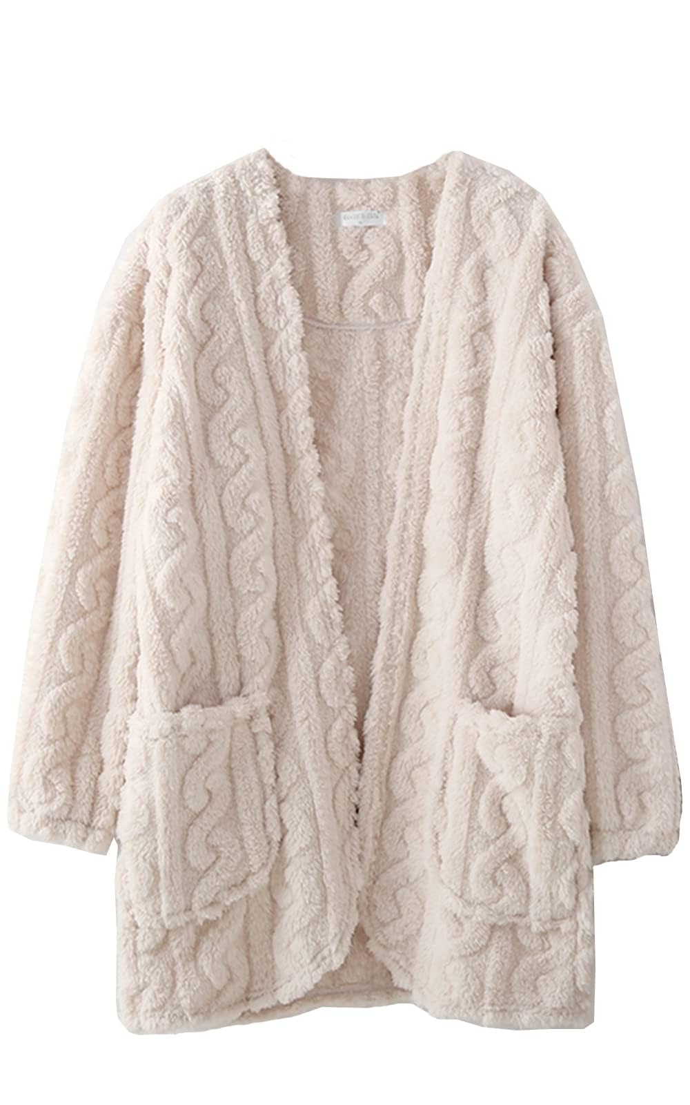 

Пижама Yume Пушистый Боа Теплая и Милая Домашняя одежда для Осени и Идеально для Защиты от Холодной Погоды Женский Кардиган, Зима, (XL, бежевый) бежевый