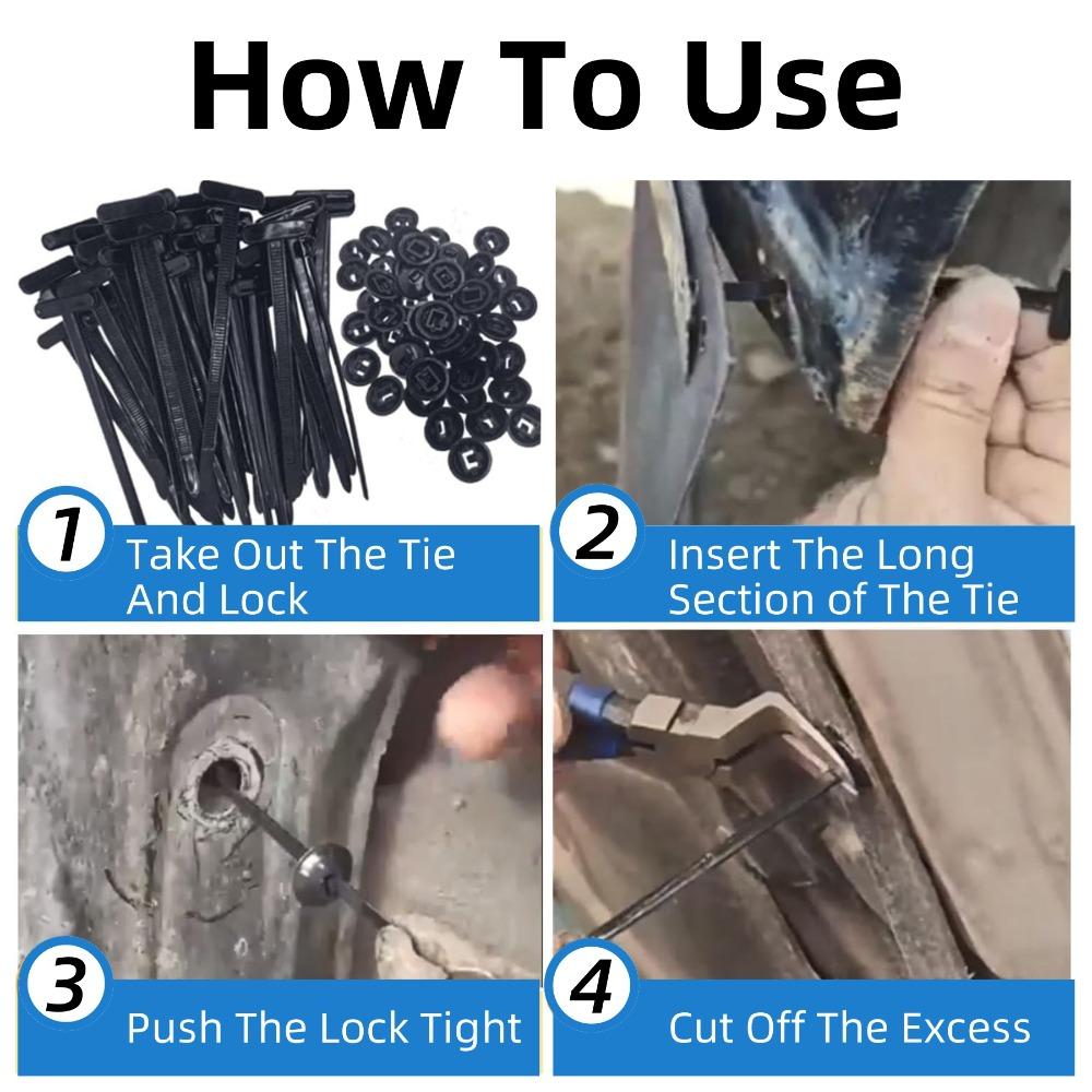 50pcs/set Self-locking Nylon Universal Cable Tie Buckle Heavy Duty Zip Ties with Pin & Button Car Daily Repair Fastening Straps