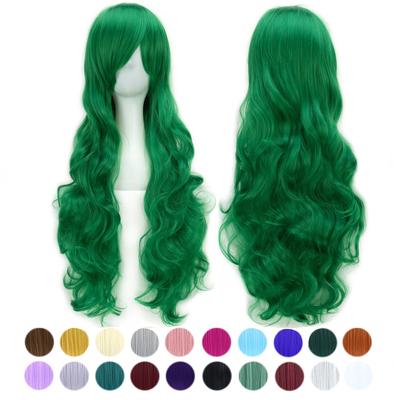 Peluca de Cabello Rizado Largo de 30 Colores 80cm Cabello Sintético Resistente al Calor Peluquín Rosa Verde Pelucas de Fiesta Cosplay para Mujeres