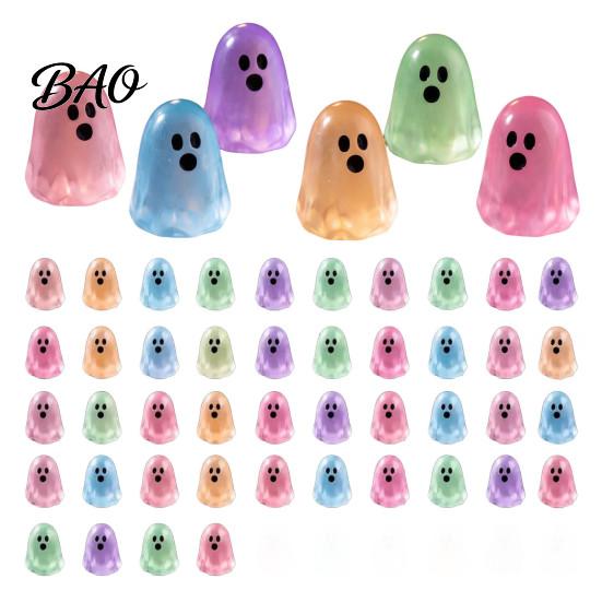 Halloween Gift Ideas for Kids Glow in The Dark Ghost Figurines, Cute Resin Bead Set Fun Festive Desk Accessories Decoration, Mini Colorful Tiny Statue