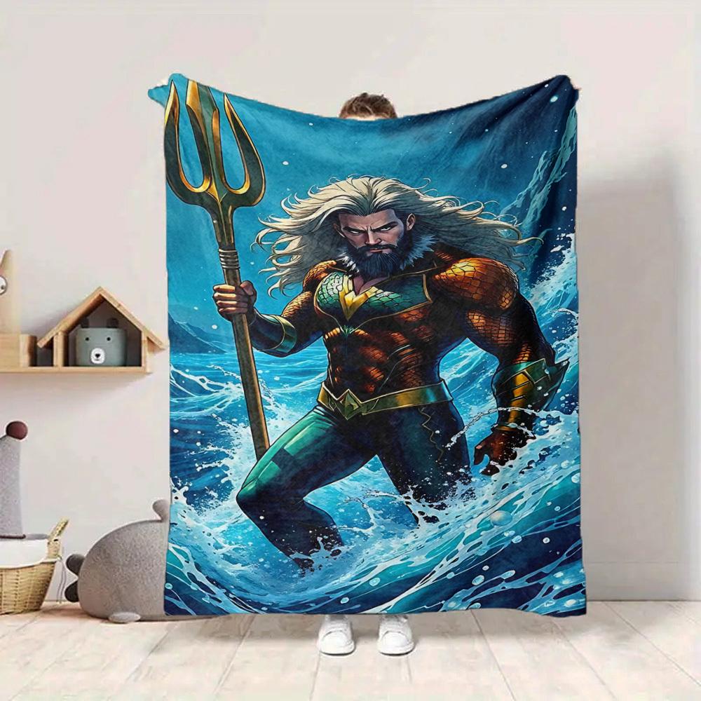 1pc Trident, Aquaman Flannel Throw Blanket Soft, Warm & Cozy for Couch, Bed, Office, and Travel Versatile All Season Gift, Christmas present